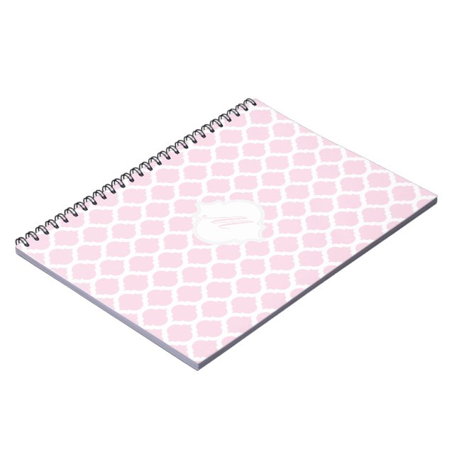 Cuaderno Patrón marroquí rosado con bloc de notas monograma (Lado Izquierdo)