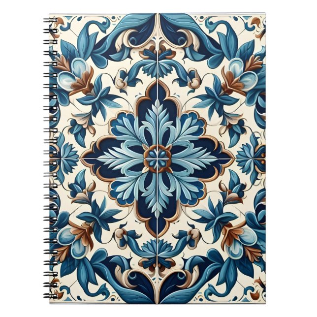 Cuaderno Patrón mediterráneo Azulejo Porcelana Blue Tile (Frente)