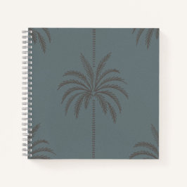 Cuaderno Patrón minimalista de palmera azul gris tropical