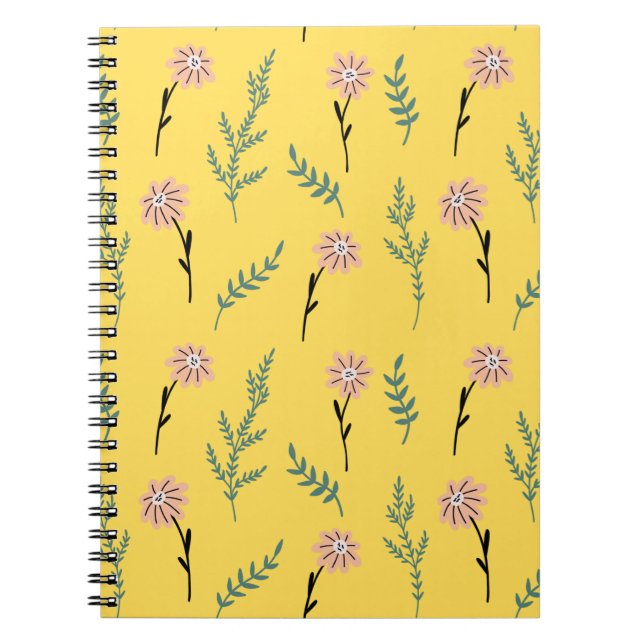 Cuaderno Patrón Minimalista floral amarillo (Frente)