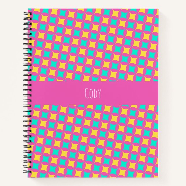 Cuaderno Patrón mínimo amarillo rosado de las flores (Anverso)