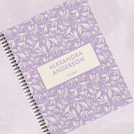 Cuaderno Patrón mínimo de hojas botánicas púrpura