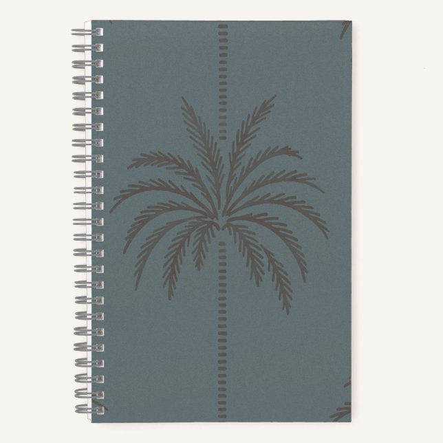 Cuaderno Patrón Mínimo de Palma Azul Gris Tropical  (Anverso)