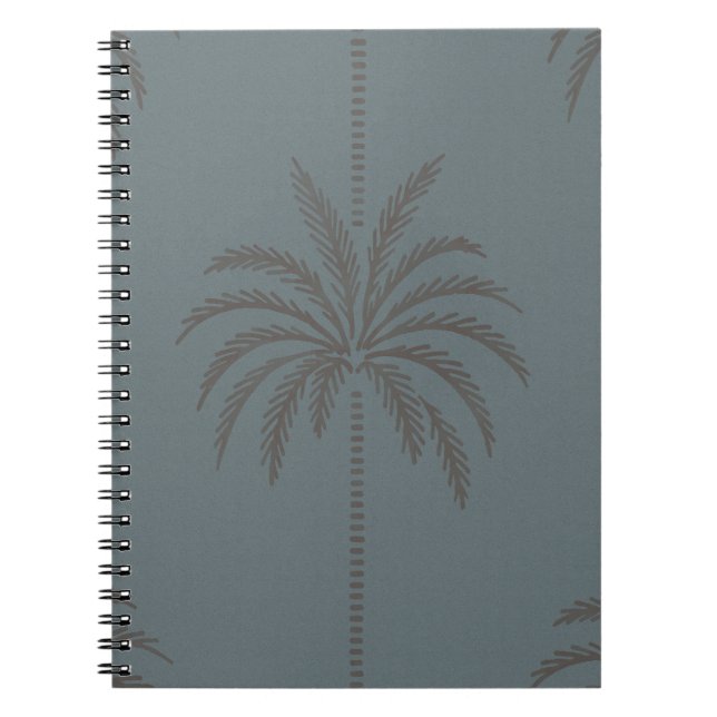 Cuaderno Patrón Mínimo de Palma Azul Gris Tropical  (Frente)