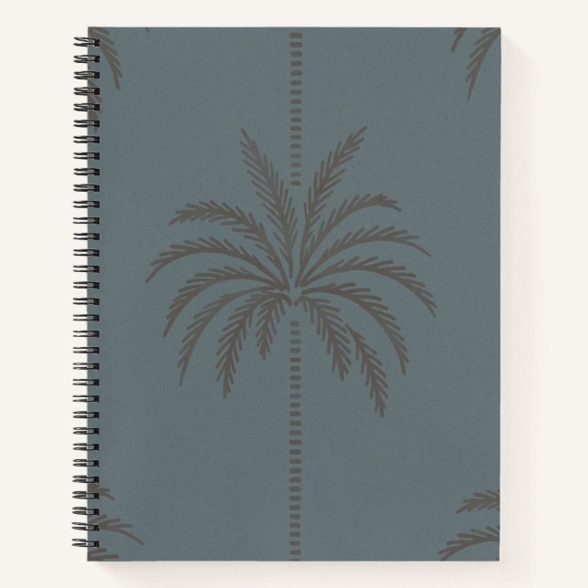 Cuaderno Patrón Mínimo de Palma Azul Gris Tropical  (Anverso)