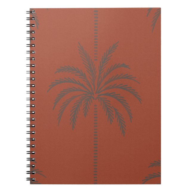 Cuaderno Patrón Mínimo de Palma Tropical en Terracota  (Frente)
