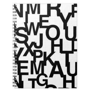 Cuaderno Patrón moderno, abstracto, confuso con letras