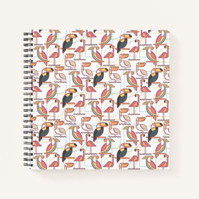 Cuaderno Patrón moderno con aves tropicales (Anverso)