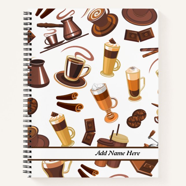 Cuaderno Patrón moderno de amante del café (Anverso)