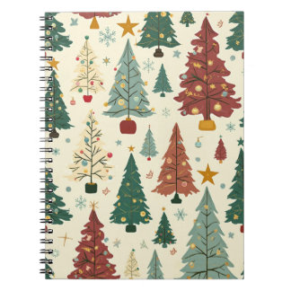 Cuaderno Patrón moderno de árbol de Navidad de mediados de