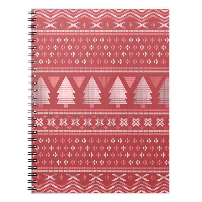 Cuaderno Patrón moderno de árbol de navidad flojo (Frente)