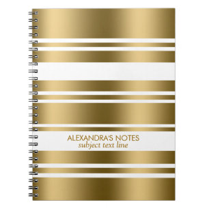 Cuaderno Patrón Moderno De Bandas De Oro Y Blanco
