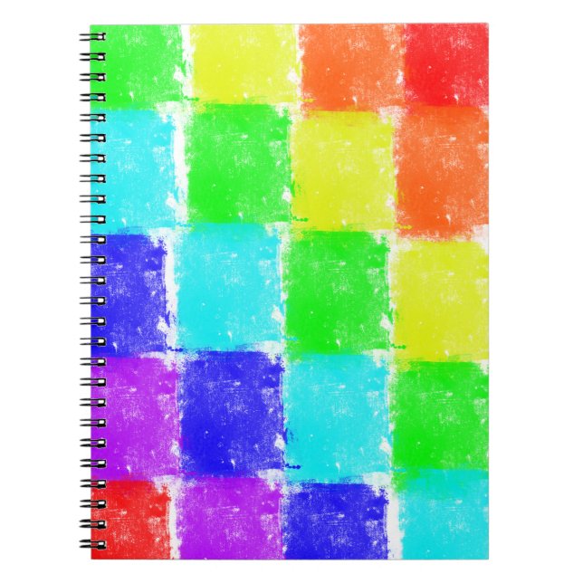 Cuaderno Patrón moderno de bloques de color arco iris (Frente)
