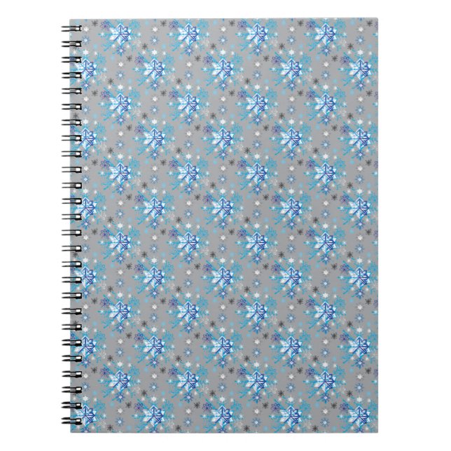 Cuaderno Patrón moderno de copos de nieve de vacaciones gri (Frente)