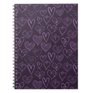 Cuaderno Patrón moderno de corazón morado oscuro