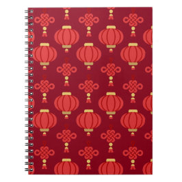 Cuaderno Patrón moderno de farolillos rojos de China