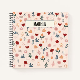 Cuaderno Patrón moderno de flores estéticas