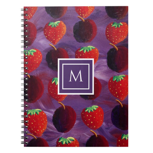 Cuaderno Patrón moderno de frutas de verano monograma inici (Frente)