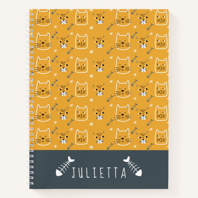 Cuaderno Patrón moderno de gatos pequeños (Anverso)