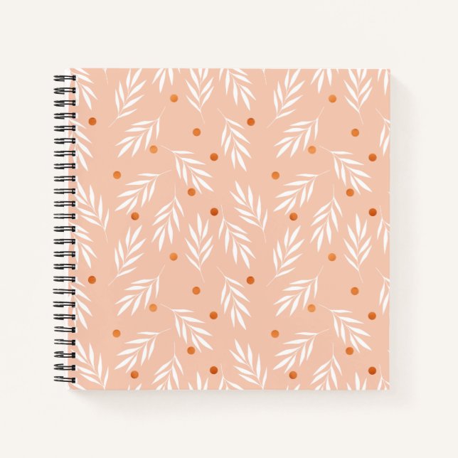 Cuaderno Patrón moderno de hojas de flores rosadas de Apric (Anverso)
