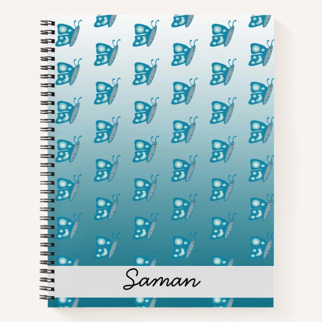 Cuaderno Patrón Moderno de Mariposa Azul (Anverso)