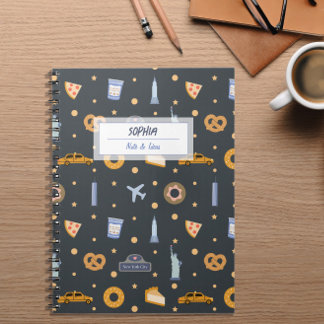 Cuaderno Patrón moderno de NYC de color gris oscuro para bl