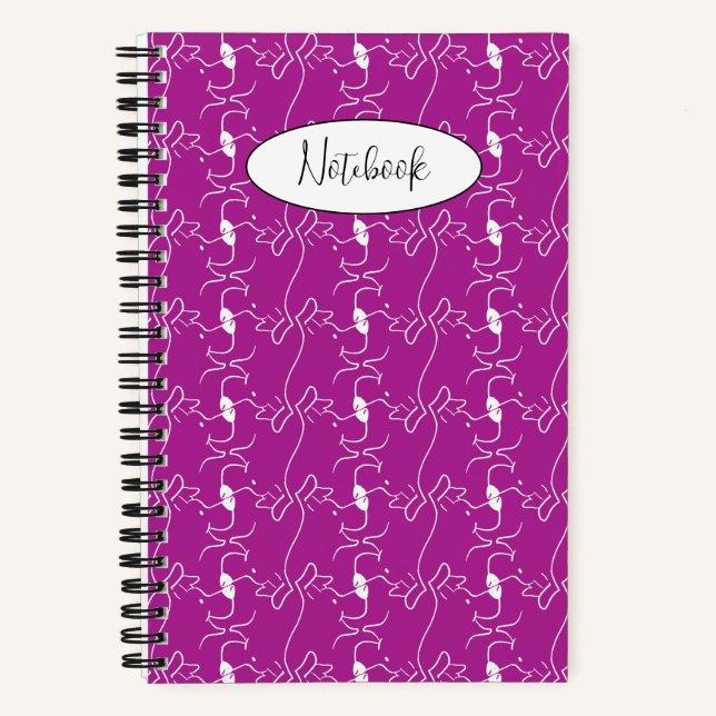 Cuaderno Patrón moderno de perfil de perro en rosa personal (Anverso)