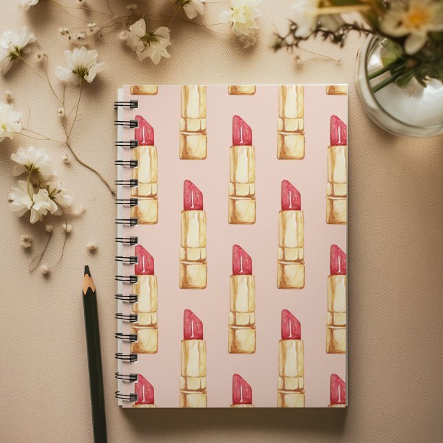 Cuaderno Patrón moderno de pintalabios rosados y rojos Giro (Subido por el creador)