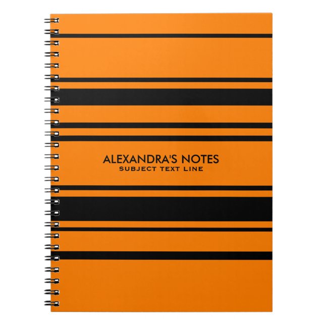 Cuaderno Patrón Moderno De Rayas Naranja Y Negro (Frente)