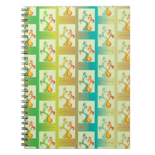 Cuaderno Patrón moderno de Tulip Pareja verde, amarillo y a