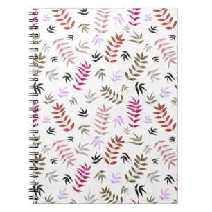 Cuaderno Patrón moderno elegante de hojas rojas y rosadas