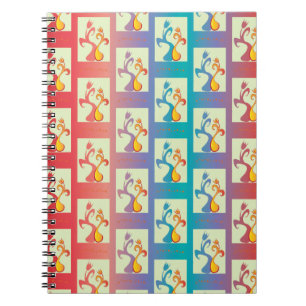 Cuaderno Patrón moderno rojo, morado y azul Tulip Couple