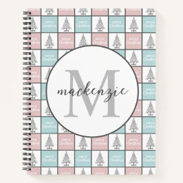 Cuaderno Patrón moderno rosa y azul pastel de los navidades