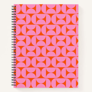 Cuaderno Patrón Moderno Rosa Y Naranja A Mediados Del Siglo
