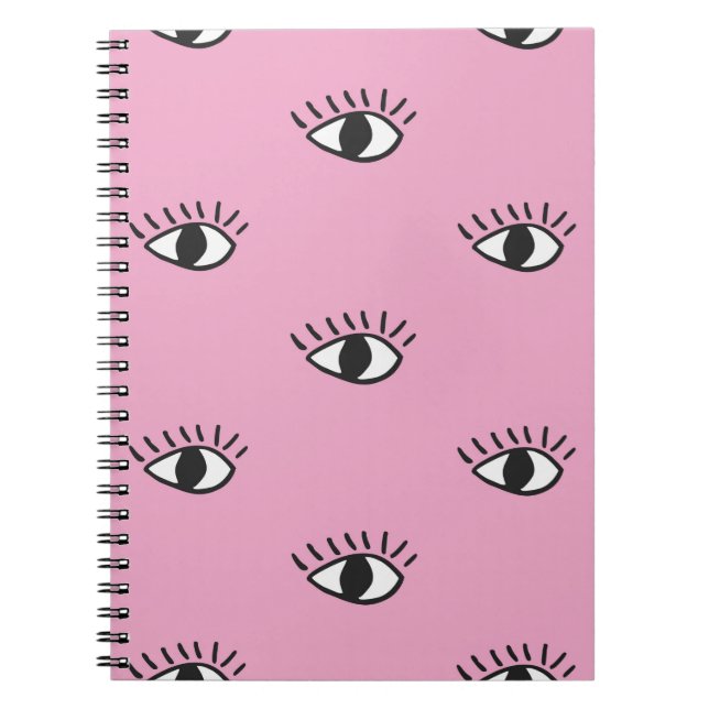 Cuaderno Patrón moderno sin fisuras con ojos dibujados a ma (Frente)