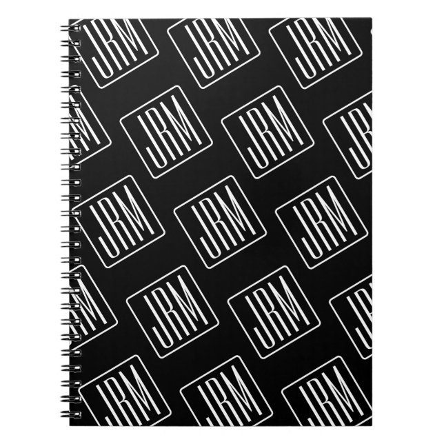 Cuaderno Patrón Modernos Monogramas | Negro y Blanco (Frente)