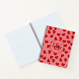 Cuaderno patrón monocromático estiloso rosa y rojo