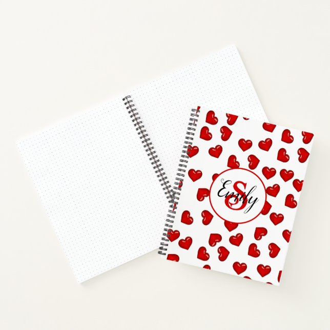 Cuaderno patrón monocromático rojo elegante sobre blanco (Interior)