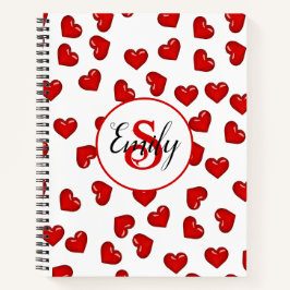 Cuaderno patrón monocromático rojo elegante sobre blanco