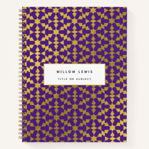 Cuaderno Patrón morado y oro de origen marroquí