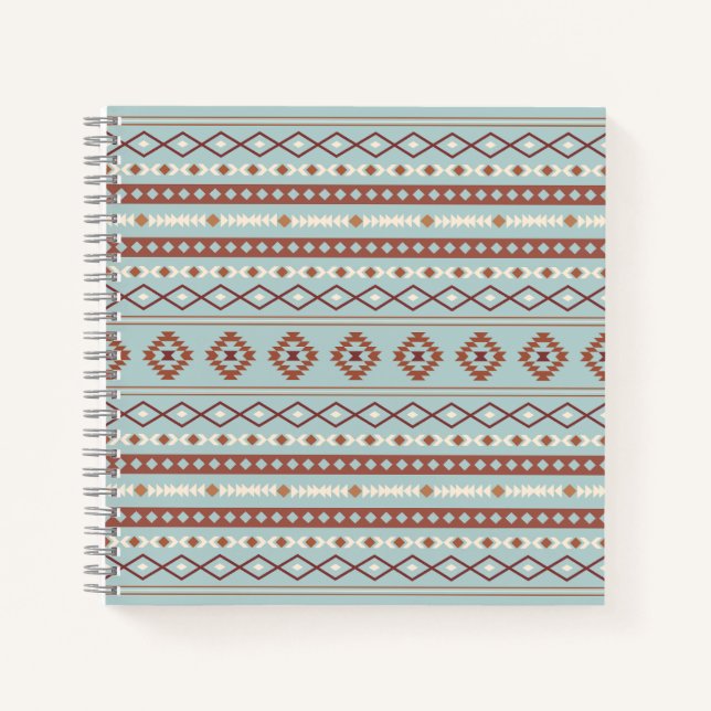 Cuaderno Patrón Motif Mezclado Azteca Rusts Crema Azul (Anverso)