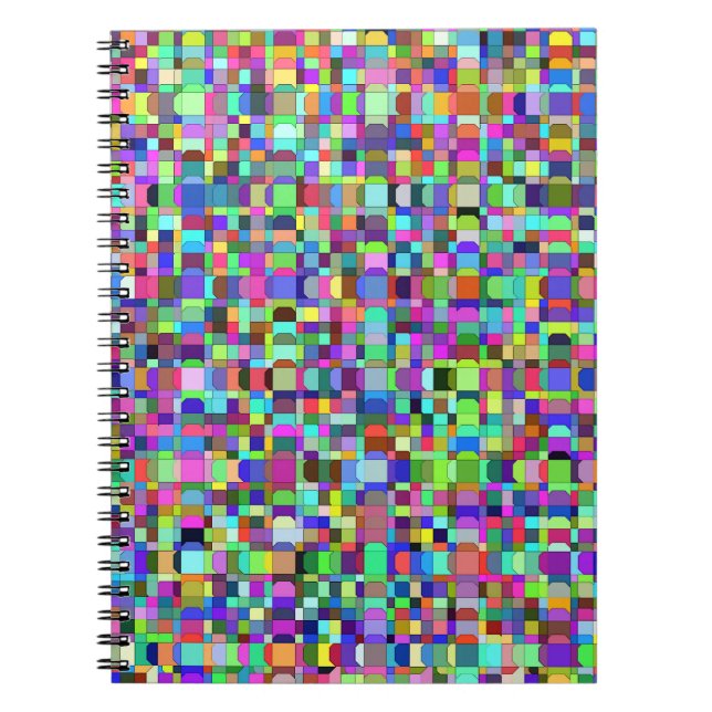 Cuaderno Patrón multicolor de formas de cuadrados abstracto (Frente)