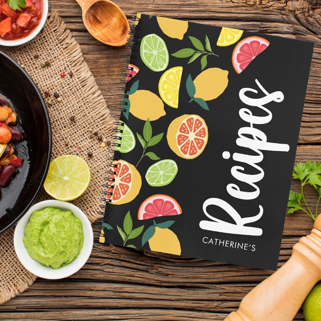 Cuaderno Patrón Naranja de limón de cítricos negro Añadir r (Subido por el creador)