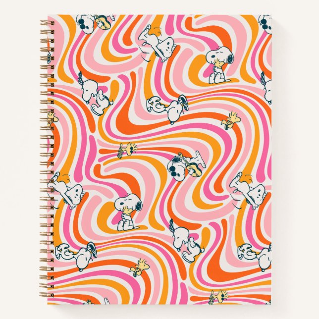 Cuaderno Patrón Naranja de vibraciones de Snoopy & Woodstoc (Anverso)