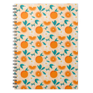 Cuaderno Patrón Naranja   Diseño Fresco de Cítricos