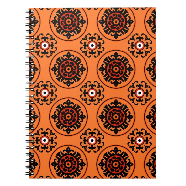 Cuaderno Patrón Naranja Suzani (Frente)