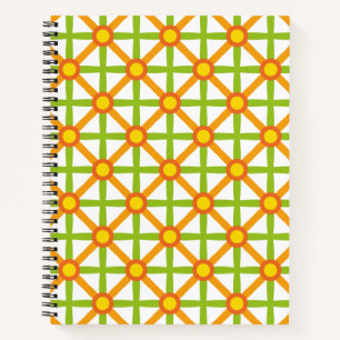 Cuaderno Patrón naranja verde y amarillo de inspiración ret