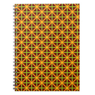 Cuaderno Patrón naranja verde y amarillo de inspiración ret