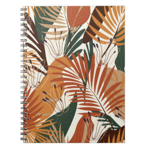 Cuaderno Patrón natural, plantas abstractas y caudal sin fo