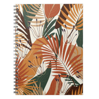 Cuaderno Patrón natural, plantas abstractas y caudal sin fo